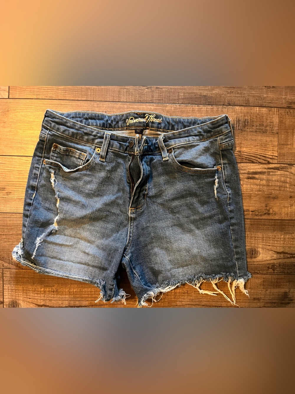 Universal Thread Distressed Dark Blue Denim Shorts